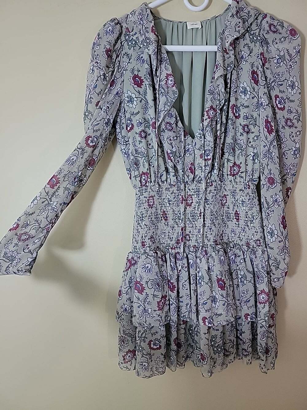 Wilfred floral mini dress XS Poem Tiered Boho Cottage Soft Girl aritzia